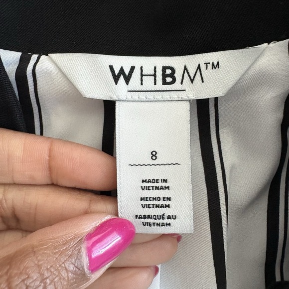 WHBM Womens Blazer Jacket Size 8 Black White Stand Collar Long Sleeve Career - Picture 7 of 15